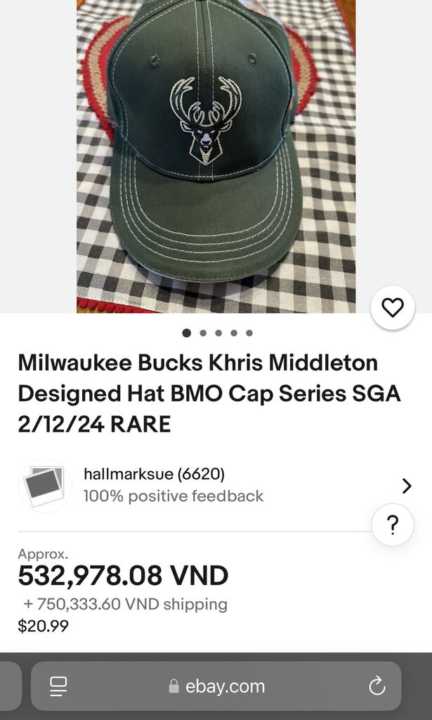 Mũ lưỡi trai Milwaukee Bucks Khris Middleton BMO Cap Series - Ảnh 3