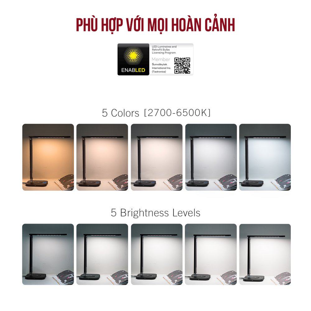 Đèn bàn chống cận kiêm sạc không dây Taotronics TT-DL038 - Ảnh 6