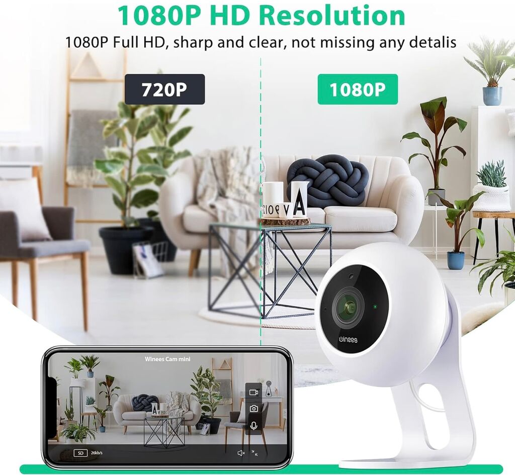 Camera ko dây Winees Cam Mini ( Mỹ ), 1080P, đàm thoại 2 chiều, nhỏ gọn, app Aidot - Ảnh 7