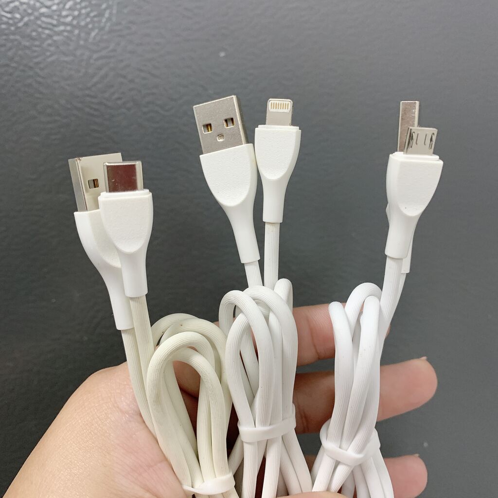 Cáp iPhone chân Lightning, Micro, Type-C, không hộp, hàng nhà máy chưa in logo - có dính bụi