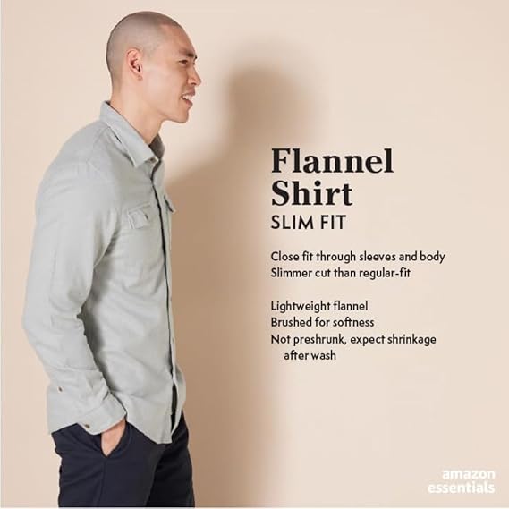 Áo sơ mi Nam vải nỉ Amazon Essentials size S Mỹ ( M Việt Nam ) B08X5DPMZN - - Ảnh 2
