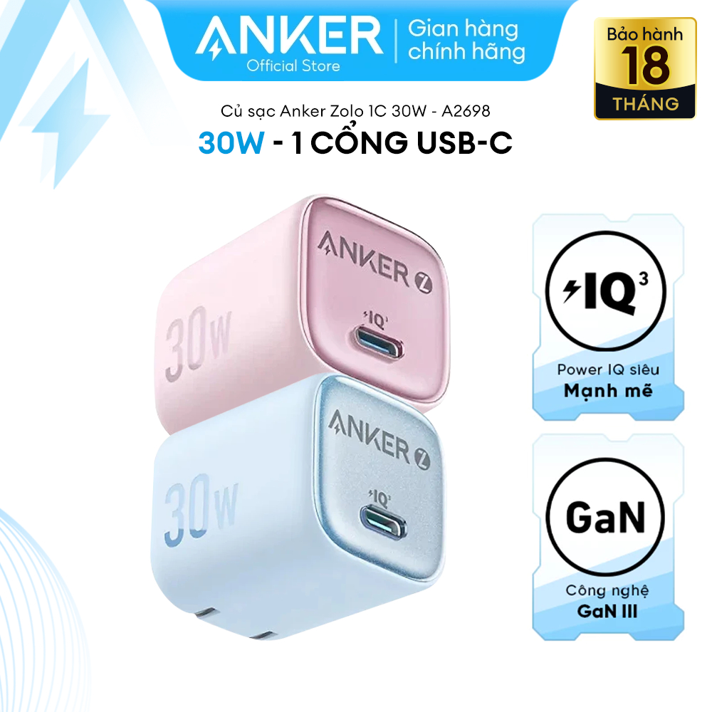 Củ sạc nhanh 30W Anker Zolo A2698 1 cổng USB-C ( bản F )