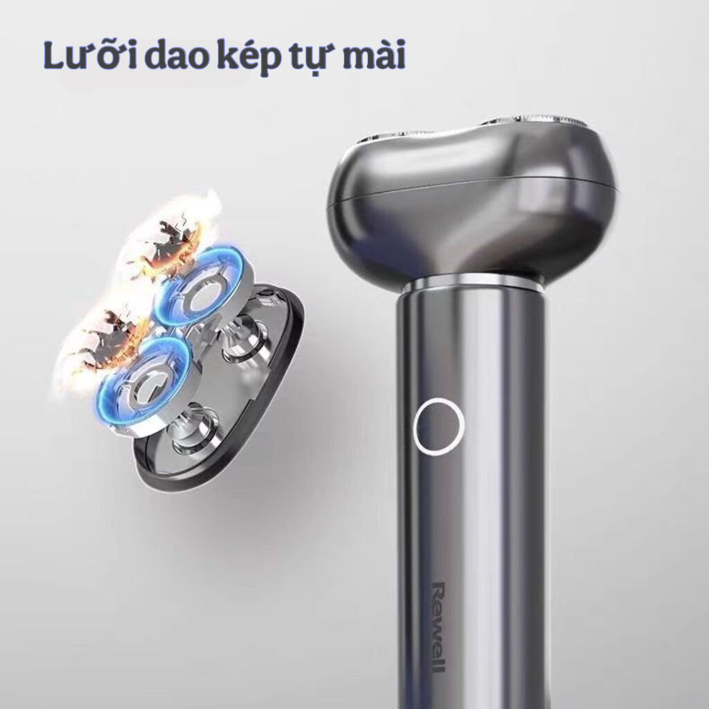 Máy cạo râu Rewell T5, lưỡi kép từ tính, tự mài, chống nước IPX7. - Ảnh 5