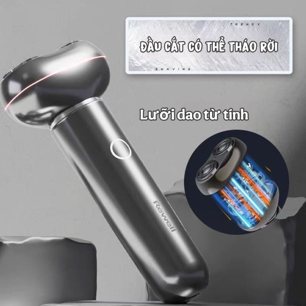 Máy cạo râu Rewell T5, lưỡi kép từ tính, tự mài, chống nước IPX7. - Ảnh 3