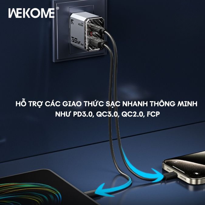 Củ sạc nhanh 35W hãng WEKOME WP-U23 2 cổng sạc hỗ trợ sạc nhanh PPS, PD, GaN - Ảnh 6