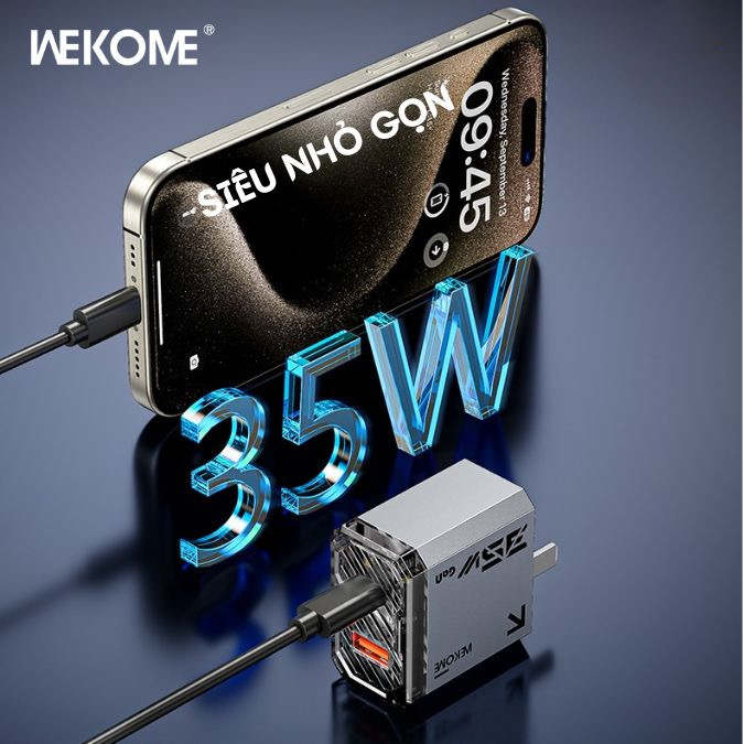 Củ sạc nhanh 35W hãng WEKOME WP-U23 2 cổng sạc hỗ trợ sạc nhanh PPS, PD, GaN - Ảnh 5