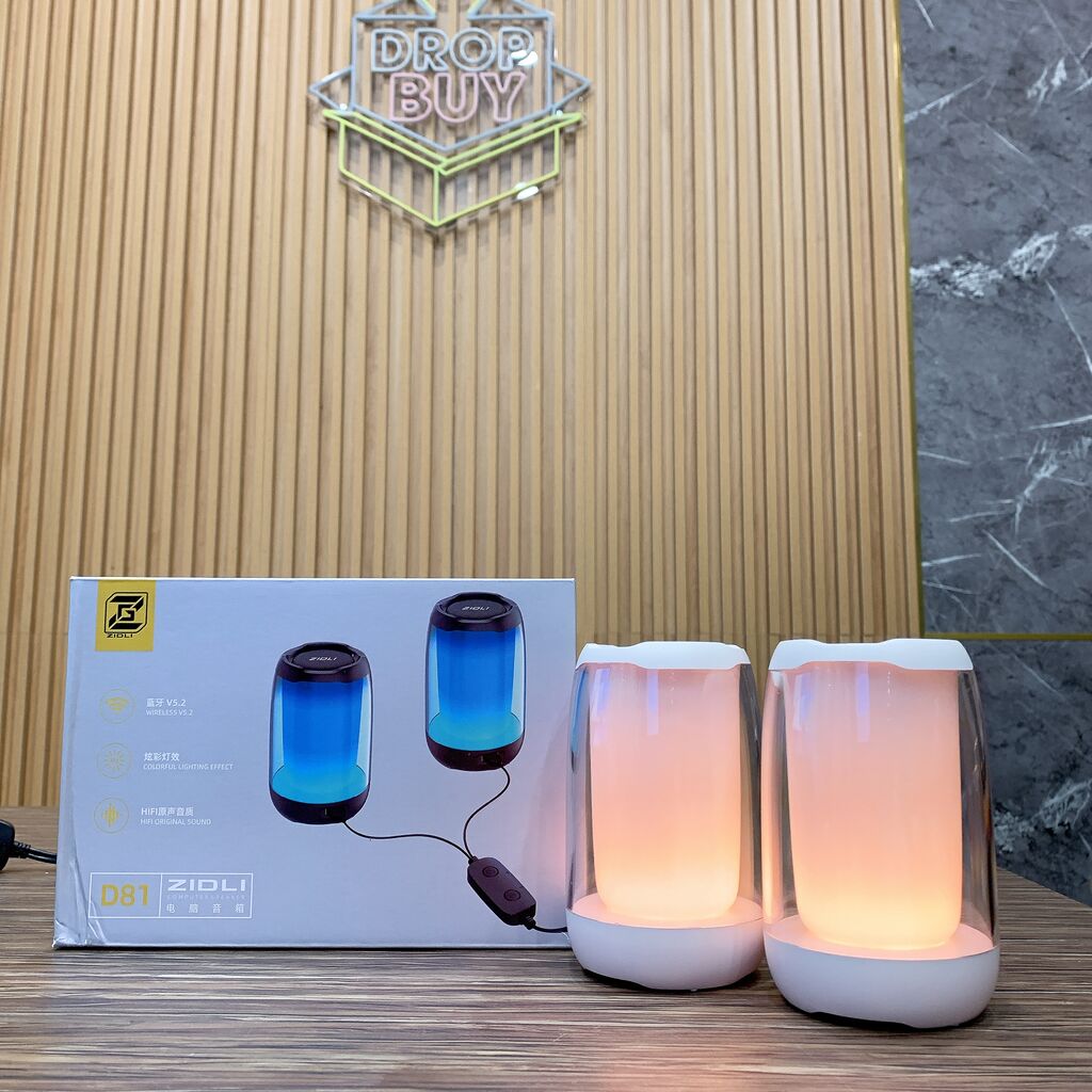 Cặp 2 Loa Bluetooth Zidli D81 – Đèn RGB đổi màu theo nhạc, có dây AUX