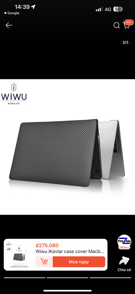 Wiwu iKavlar case cover Macbook Pro 16.2" A2485. Ốp vân carbon siêu mỏng - Ảnh 3