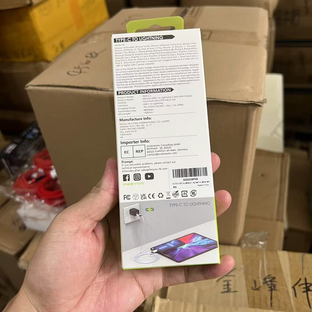 Cáp sạc iPhone C to L có MFI, hiển thị công suất FEEYOO Heymix (hàng xuất Đức ) - Ảnh 3