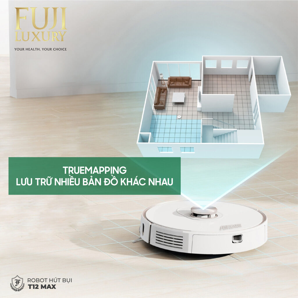 Robot hút bụi lau nhà thông minh Fuji Luxury T12 Max - màu đen - Ảnh 8