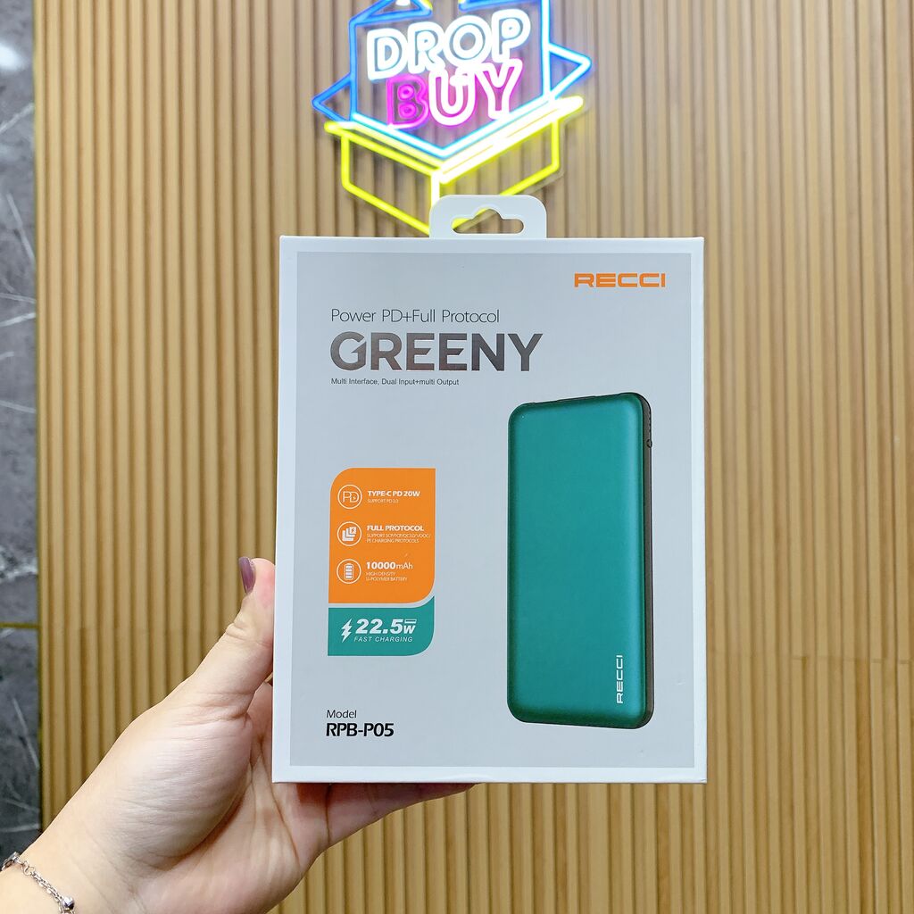 Pin dự phòng Recci Greeny RPB-P05 10.000mAh 22.5W PD20W - Ảnh 7