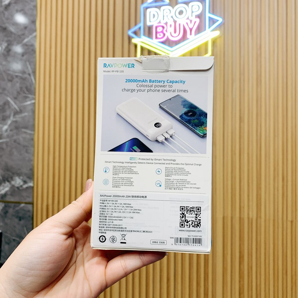 Pin dự phòng 20.000mAh sạc nhanh 20W hãng RAVPower ( Mỹ )  RP-PB1205 - Ảnh 5