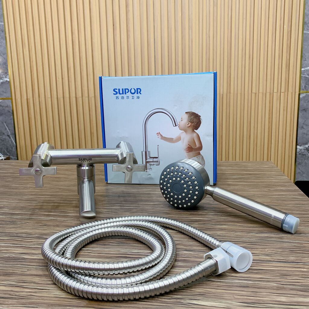 Bộ sen tắm SUPOR 212302-02-LS, có vòi rửa chân, bát sen to, inox 304 xịn - Ảnh 2
