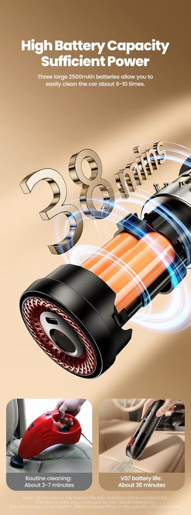 Máy hút bụi cầm tay Toocki V07, 6500Pa, công suất 65w - Ảnh 4