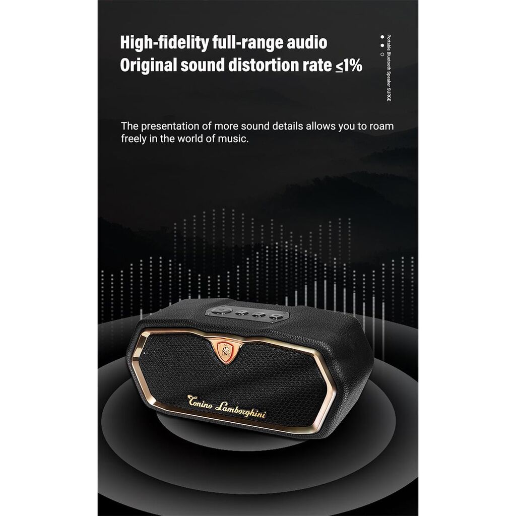 Loa Bluetooth Torino Lamborghini TL89 – Da Nappa, Logo mạ vàng 18K, có TWS, CS 20W - Ảnh 6