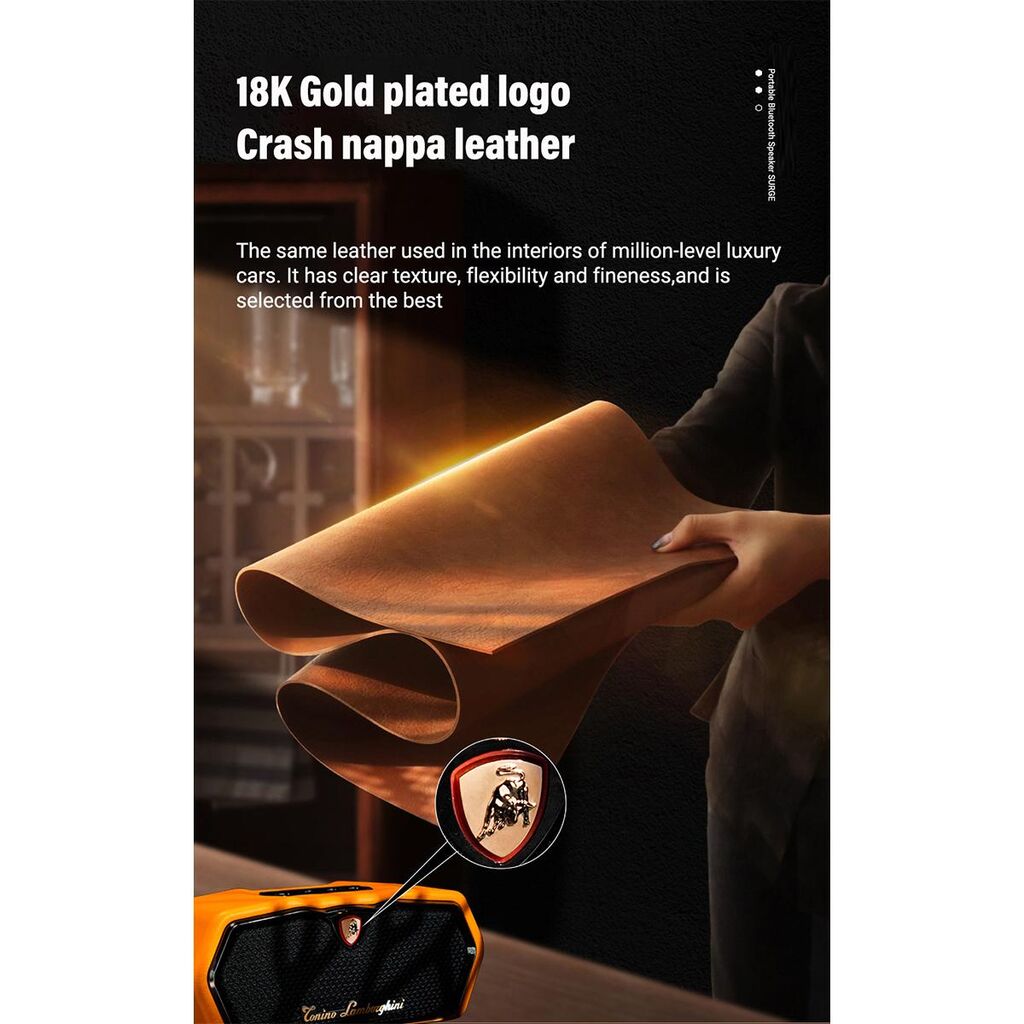Loa Bluetooth Torino Lamborghini TL89 – Da Nappa, Logo mạ vàng 18K, có TWS, CS 20W - Ảnh 7