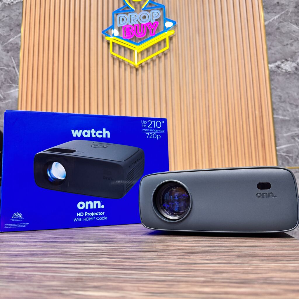 Máy chiếu hãng Onn. (Walmart Mỹ ), chiếu tối đa 210 inch, độ phân giải 720p