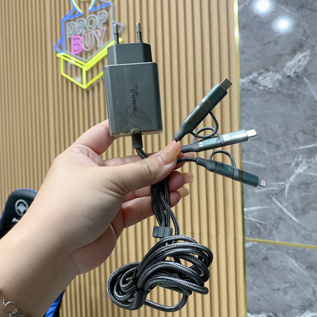 Sạc nhanh 65W AyraTec Infinity, liền 3 dây cáp  ( Sạc BH 1 năm, cáp BH 1 tuần) - Ảnh 3