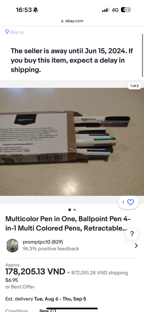 Hộp 6 chiếc Bút bi 4 màu trong 1 Amazon Basics ( Mỹ ) B09PNYZMXD - Ảnh 7