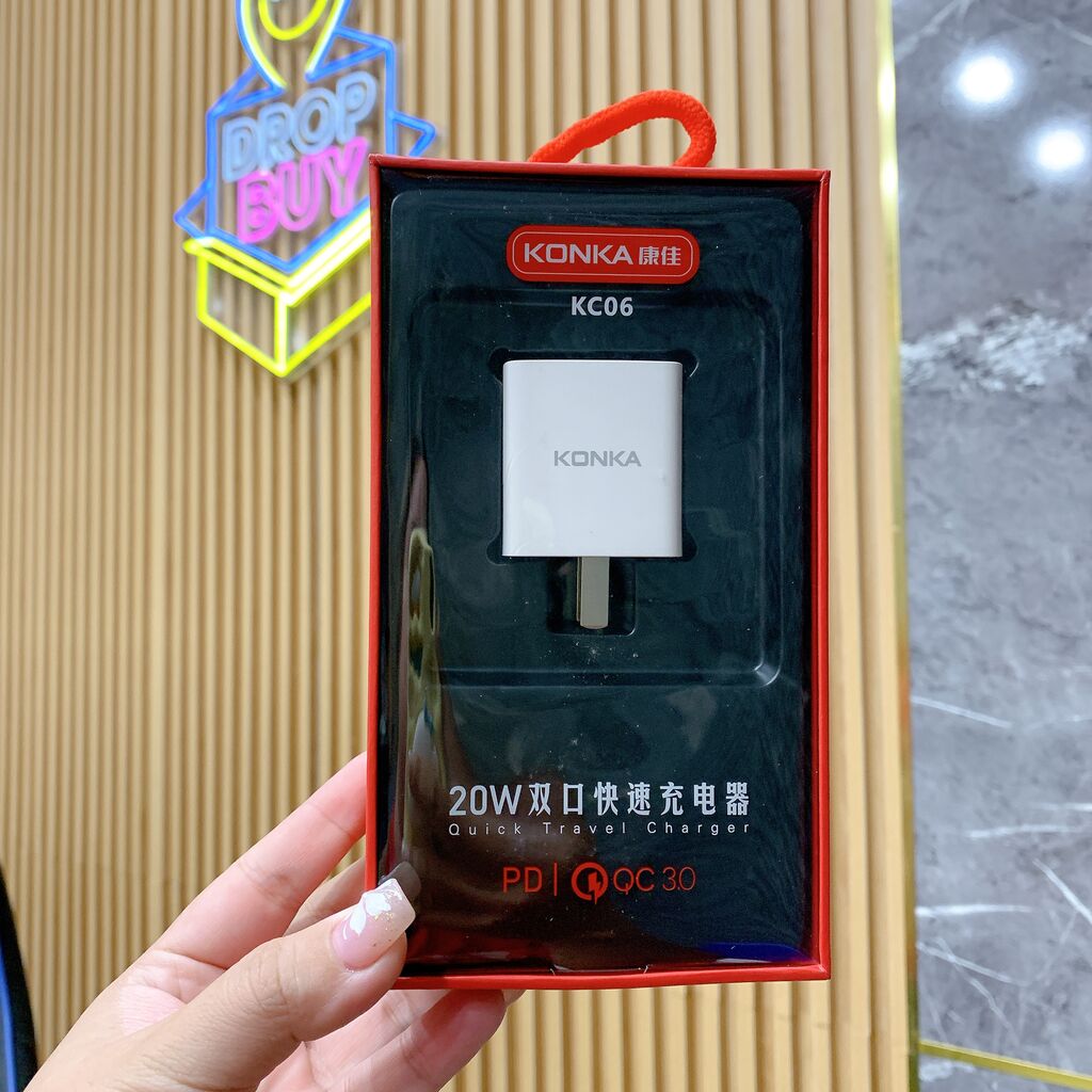Củ sạc nhanh 20W KONKA KC06, 2 cổng sạc C + A
