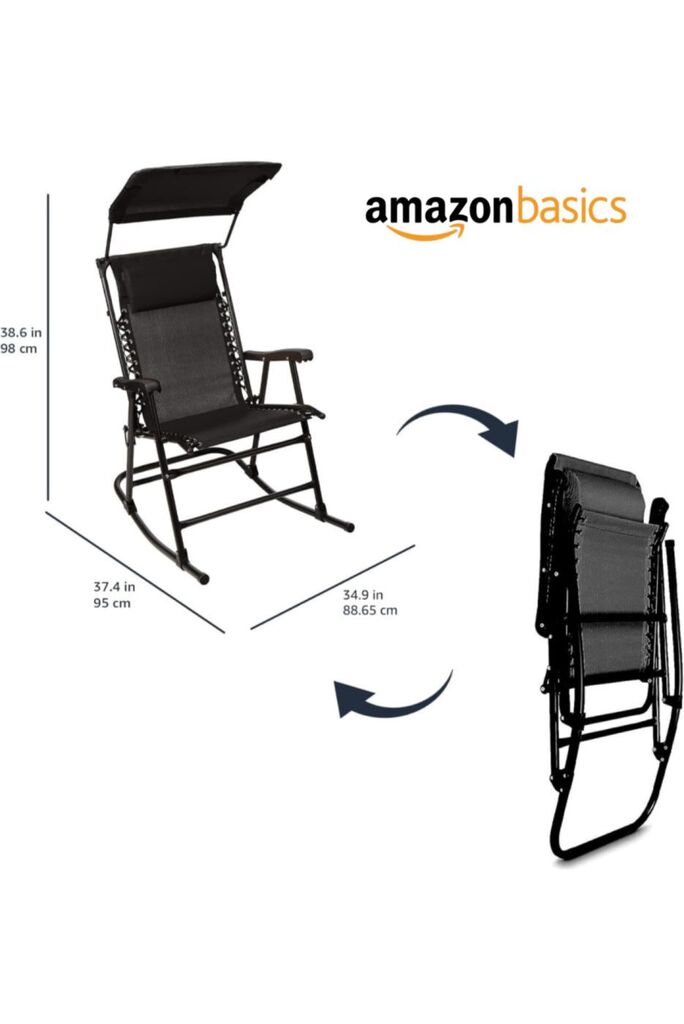 Ghế Xếp thư giãn Amazon Basics ( Mỹ ) Có Mái Che, dùng được ngoài trời, gấp gọn - Ảnh 5