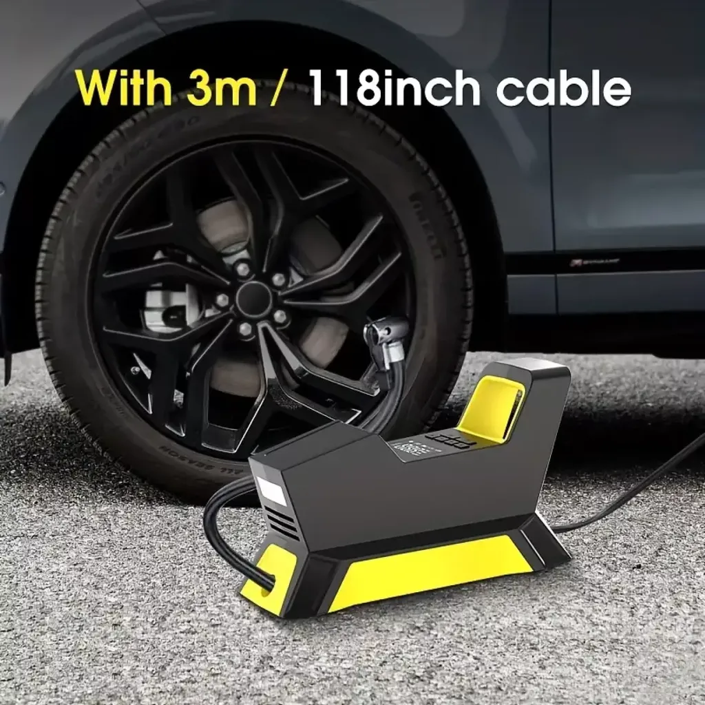 Máy bơm lốp xe hơi Hãng CARSUN , bơm điện oto 100W, có đèn pin ( Hàng Amazon Mỹ ) - Ảnh 2