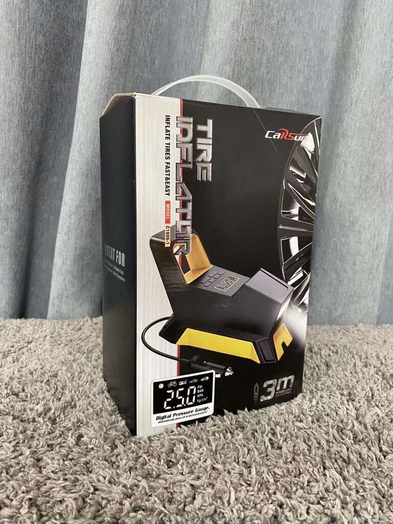 Máy bơm lốp xe hơi Hãng CARSUN , bơm điện oto 100W, có đèn pin ( Hàng Amazon Mỹ ) - Ảnh 3