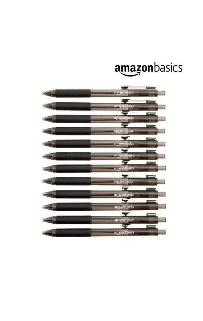 Hộp 12 chiếc bút bi Amazon Basics ( Mỹ ) B09PNYMC23 - Màu đen. Viết trơn & chữ đẹp.