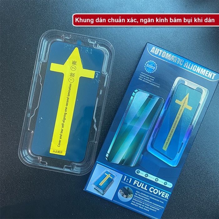 Kính cường lực tự dán iPhone khung dán tự động siêu dễ dán, viền mỏng, chống bám bụi - Ảnh 3
