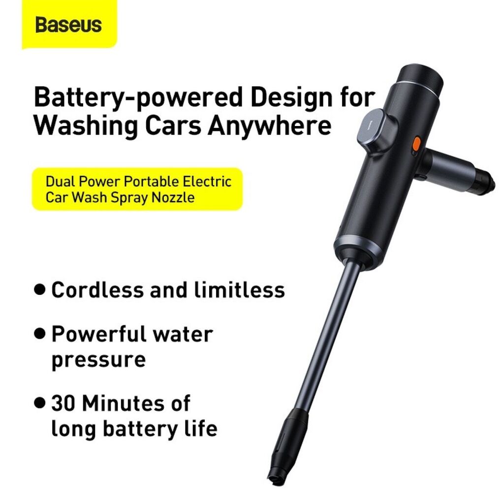 Máy phun tăng áp rửa xe ô tô ,sạc pin , hãng Baseus Dual Power Portable Electric - Ảnh 7