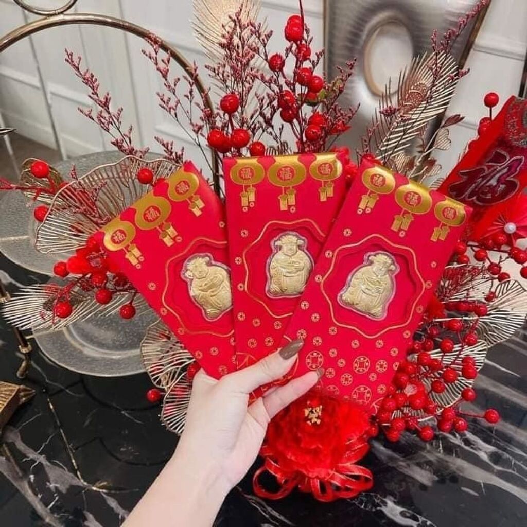 Bao Lì Xì Thần Tài Vàng - đút vừa tờ 500k