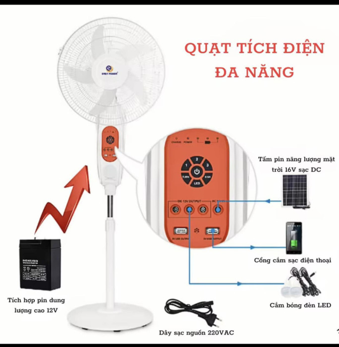Quạt cây tích điện 16 inch chính hãng Easy Power EP-3616 (HỘP XẤU) - Ảnh 5