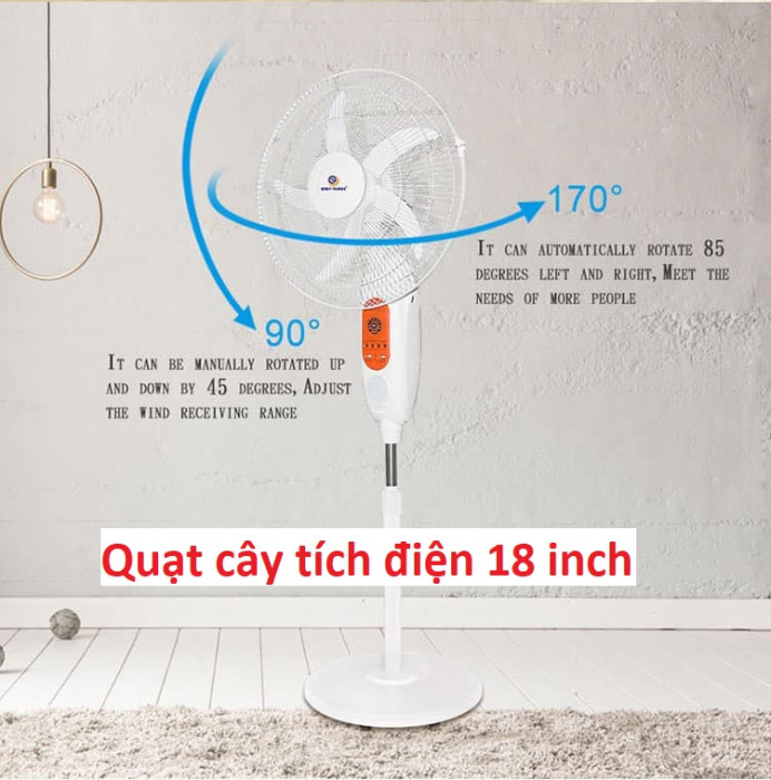 Quạt cây tích điện 18 inch hãng Easy Power EP-3618, quạt cỡ lớn,sạc điện 220v (HỘP XẤU)