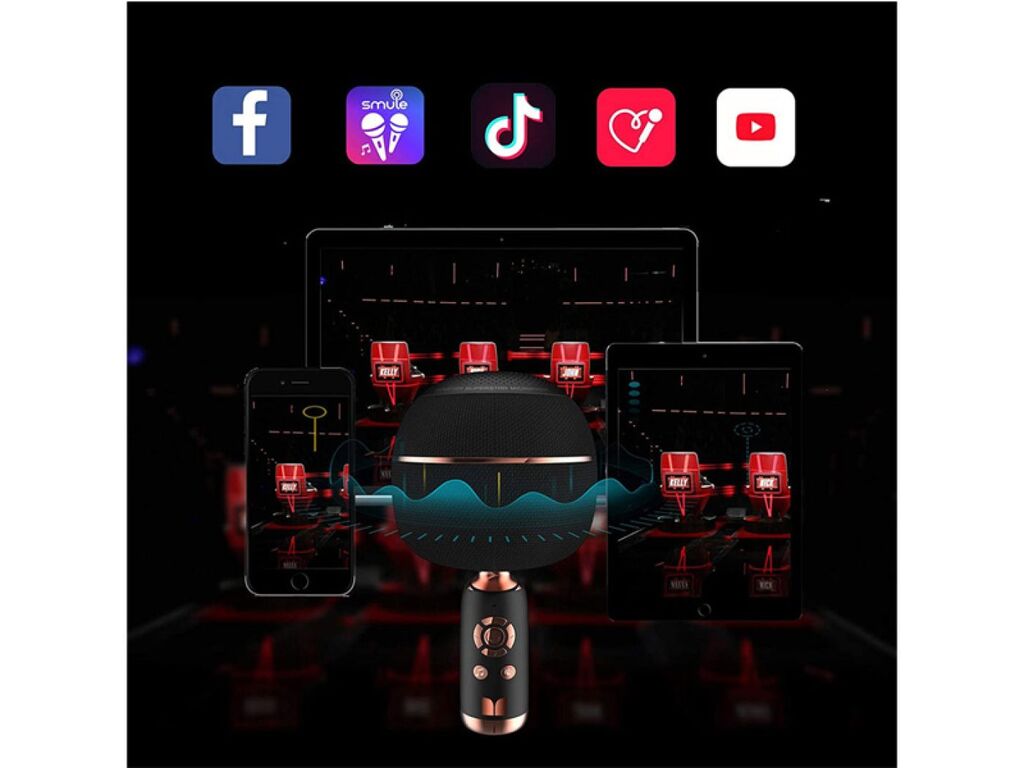 Micro Karaoke kèm Loa hãng Monster M97 (Mỹ ), 26W,Bluetooth 5.0,TWS kết nối 2 mic ( màu hồng) - Ảnh 3