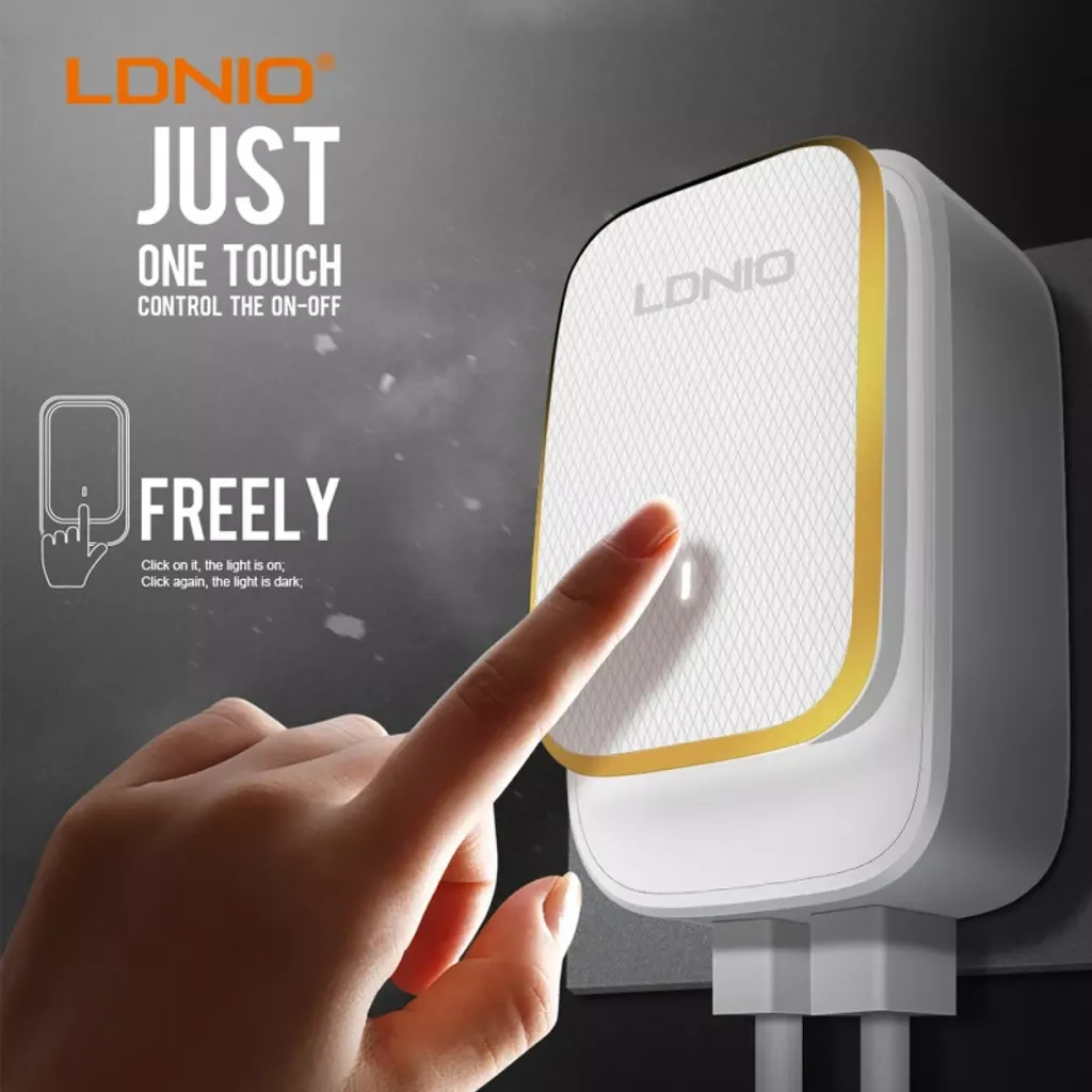 Sạc 4 cổng kiêm đèn ngủ cảm ứng hãng LDNIO A4405 ( Hàng trưng bày , vỏ cũ , ruột mới) - Ảnh 2