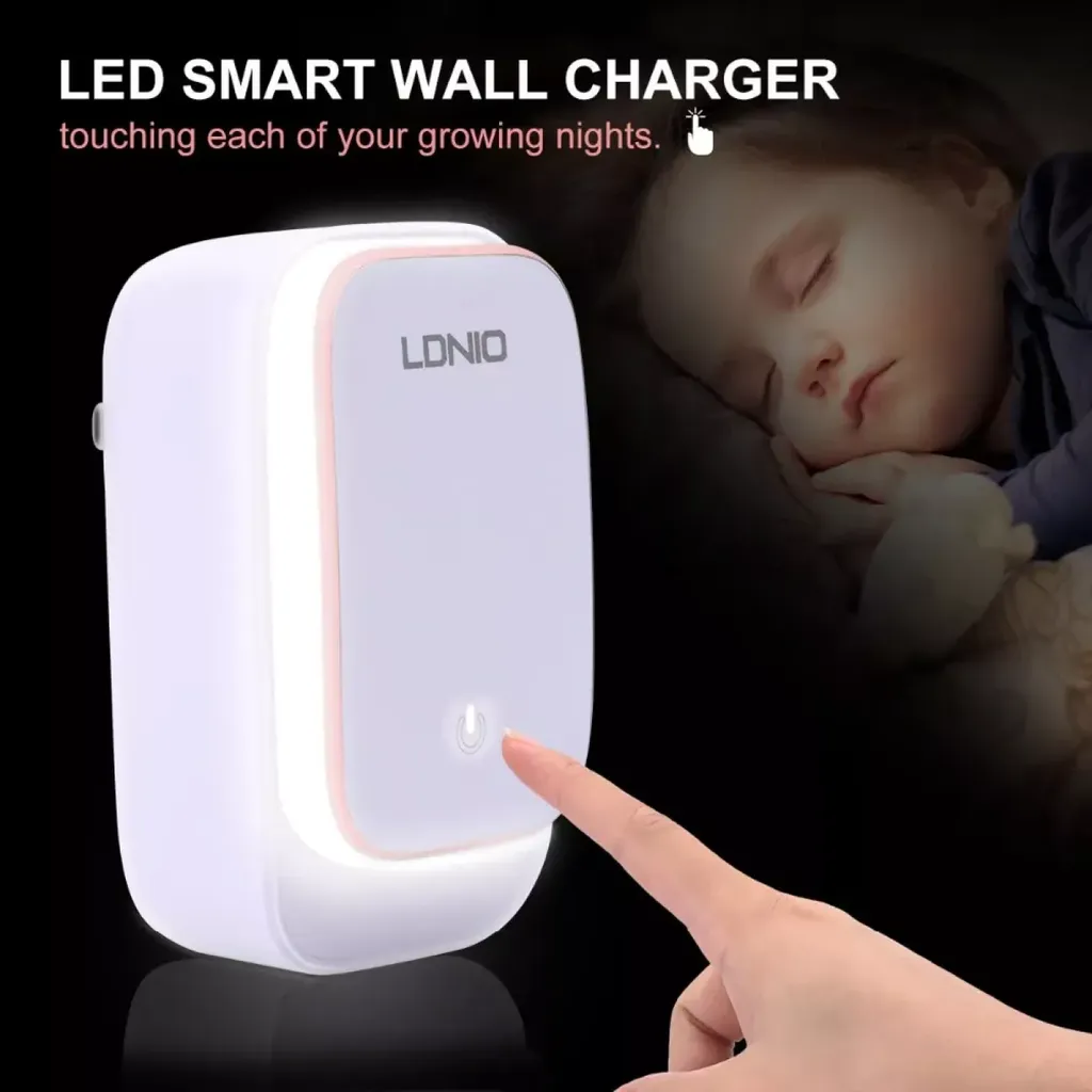 Sạc 4 cổng kiêm đèn ngủ cảm ứng hãng LDNIO A4405 ( Hàng trưng bày , vỏ cũ , ruột mới) - Ảnh 4