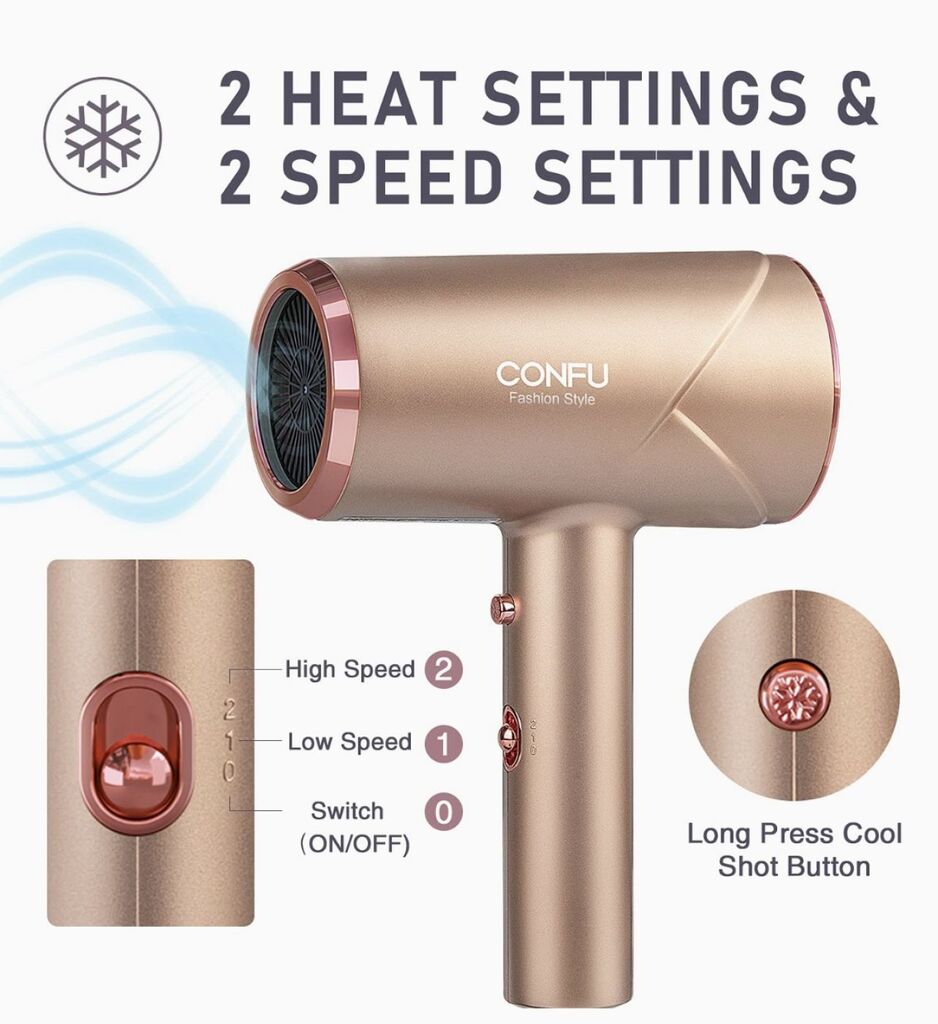 Máy sấy tóc hãng CONFU KF-3139 ,1800W, sấy 2 chiều nóng lạnh, bổ sung ion âm ( Hàng Amazon ) - Ảnh 6