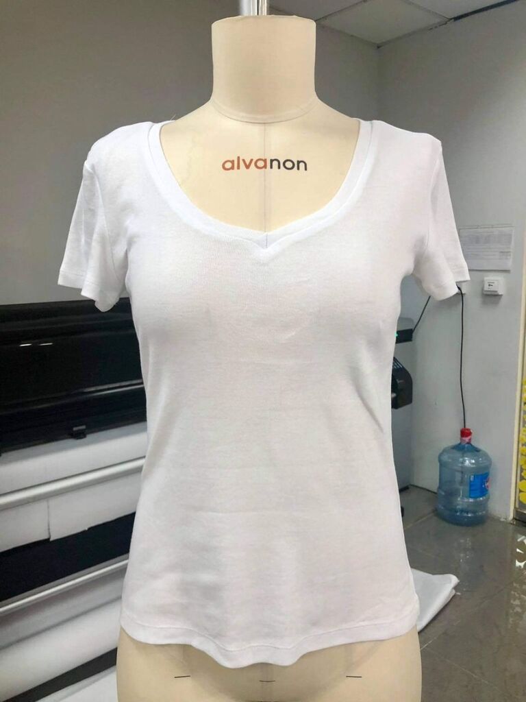 Áo phông nữ cổ tim 100% cotton , trắng size L , hồng size S , M - Ảnh 4