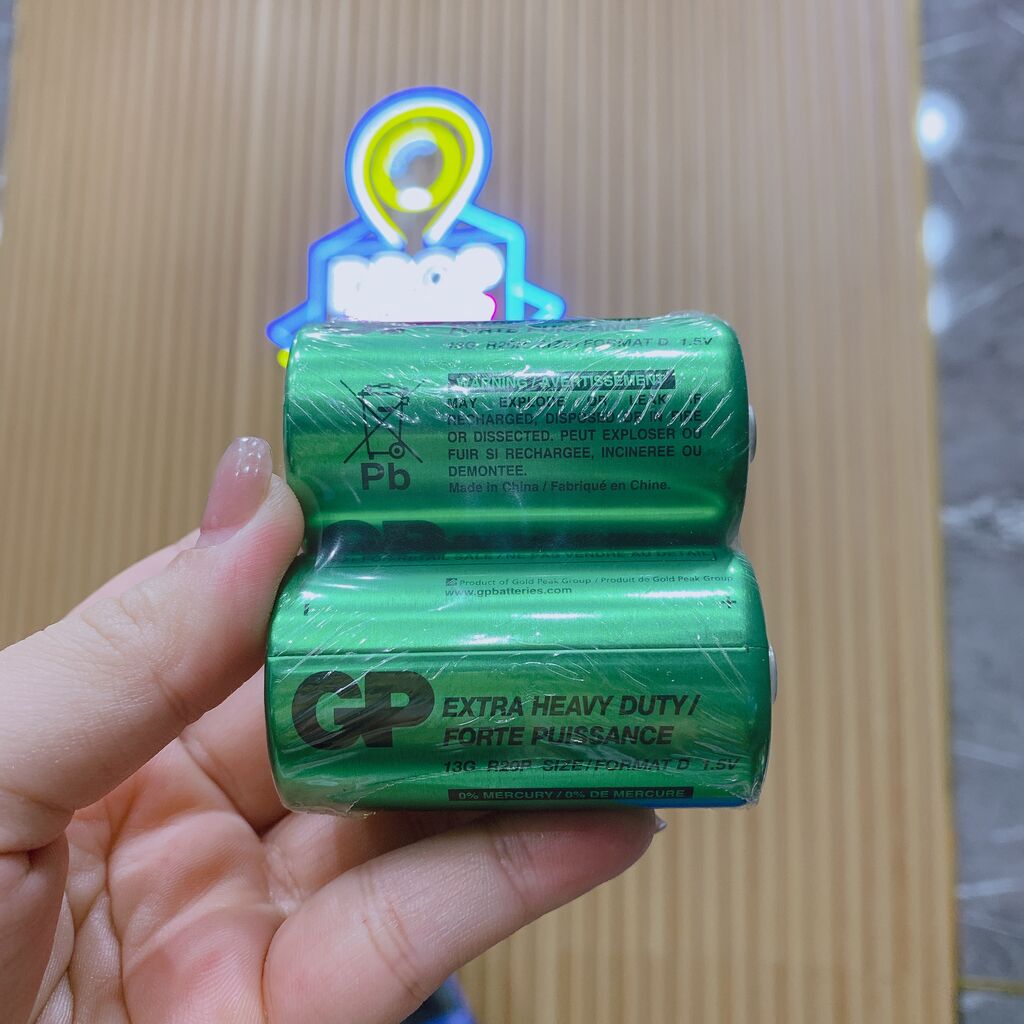 Vỉ 2 viên pin đại R20P hãng GP ( pin khô không chảy nước )