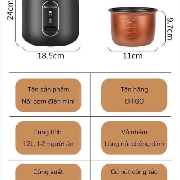 NỒI CƠM CHIGO 800ml cho 2 người ăn - Ảnh 3