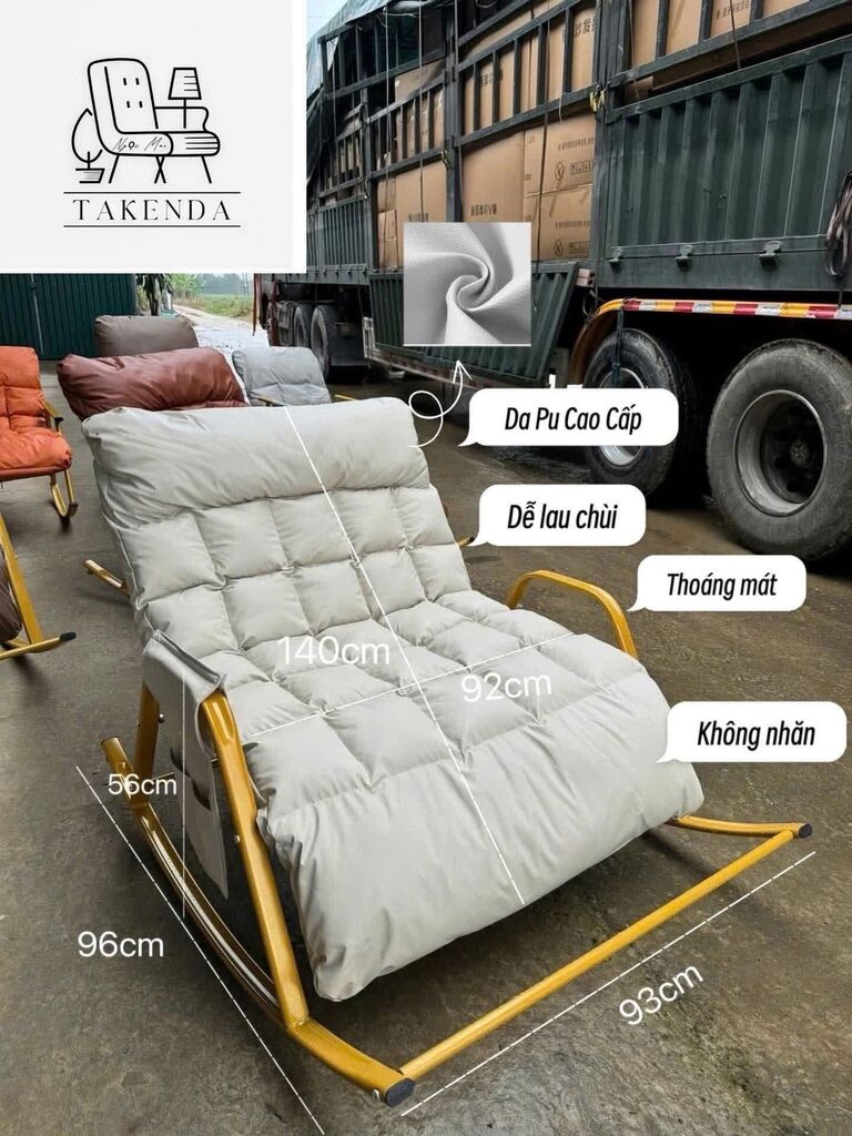 Ghế da bập bênh thư giãn đôi - Ảnh 3
