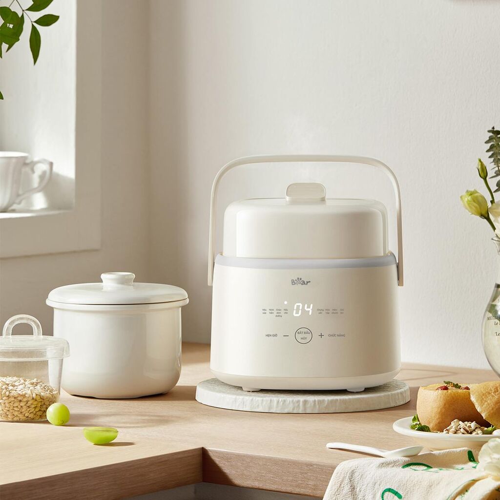 Nồi nấu chậm 1.0L Bear SC-4H10E - Kem Tiếng Việt