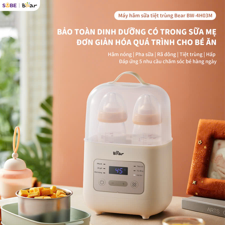Máy hâm sữa tiệt trùng Bear BW-4H03M