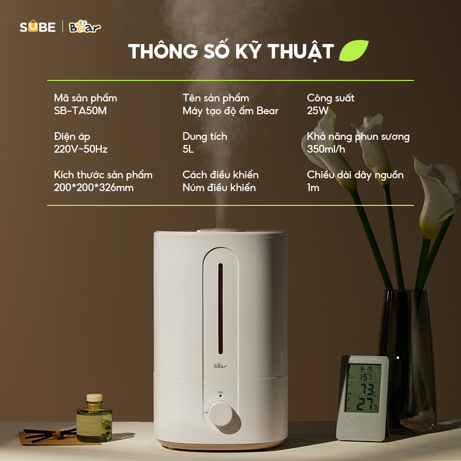 Máy tạo độ ẩm Bear SB-TA50M - Ảnh 5