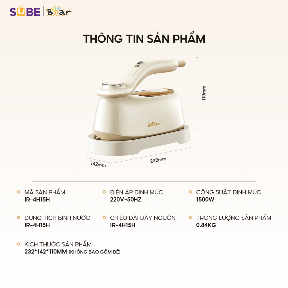 Bàn là hơi nước Bear IR-4H15H - Ảnh 3