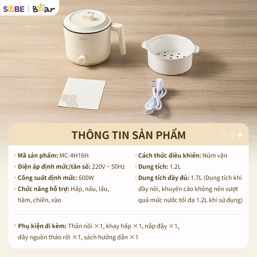Nồi nấu điện đa năng Bear MC-4H16H - Ảnh 4