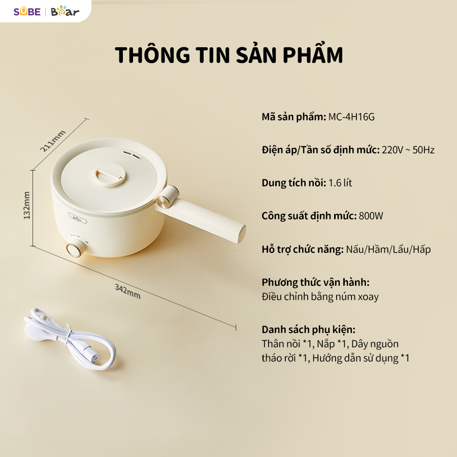 Nồi đa năng Bear MC-4H16G - Ảnh 5