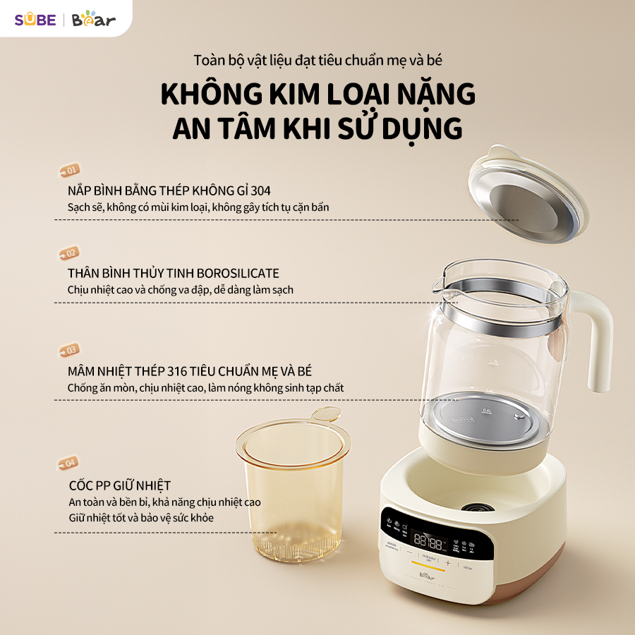 Máy hâm sữa tiệt trùng Bear WW-4H12W - Ảnh 4