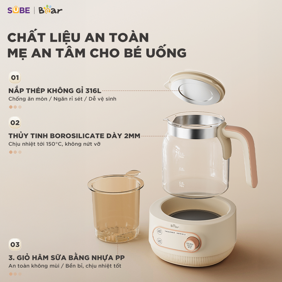 Máy hâm sữa tiệt trùng Bear WW-4H12M - Ảnh 5