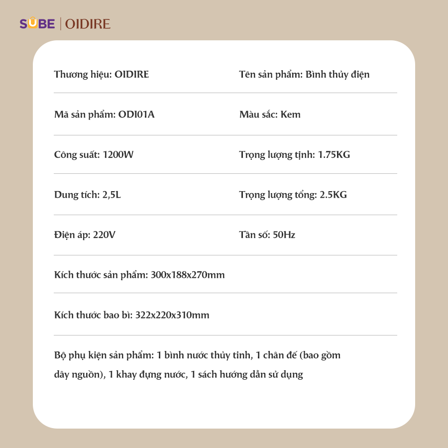 (GIÁ ĐỘC QUYỀN CNLG) Bình thủy điện Oidire ODI01A - Ảnh 5